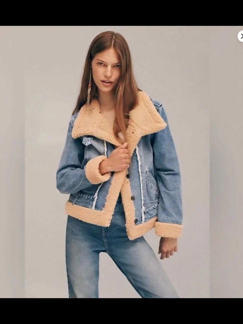 WE THE FREE by FREE PEOPLE Rylee Cozy Denim Moto Jacket L